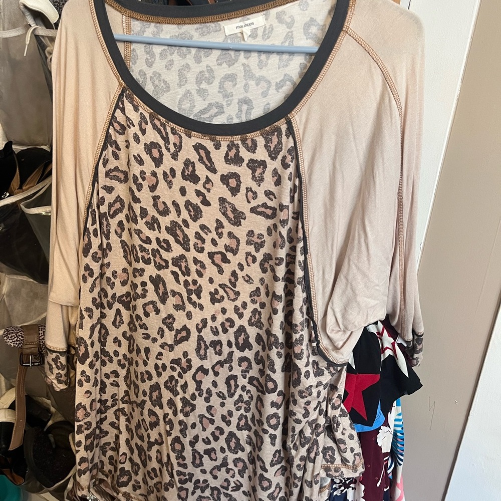 Maurices Beige and Black Leopard Print Blouse
